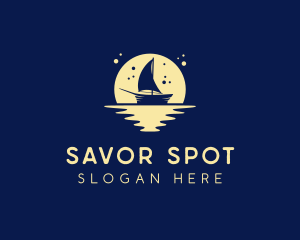 Sailing Boat Moon logo design