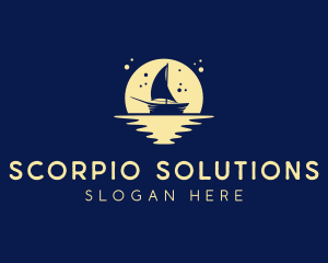 Sailing Boat Moon logo design