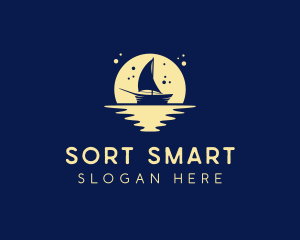 Sailing Boat Moon logo design