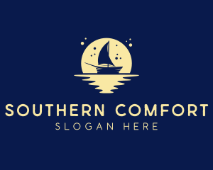 Sailing Boat Moon logo design