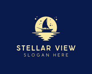 Sailing Boat Moon logo design