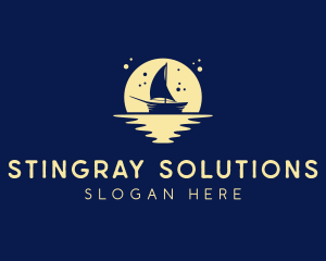 Sailing Boat Moon logo design