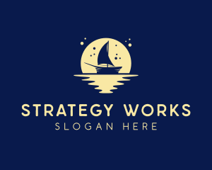 Sailing Boat Moon logo design