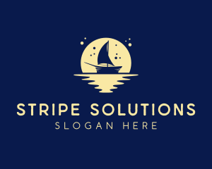 Sailing Boat Moon logo design