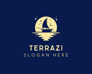 Sailing Boat Moon logo design