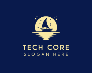 Sailing Boat Moon logo design