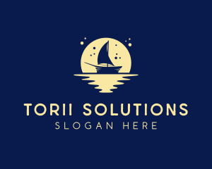 Sailing Boat Moon logo design