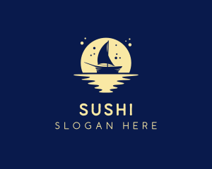 Sailing Boat Moon logo design