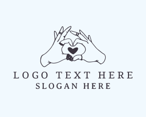 Black - Heart Hand Thimble logo design