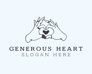 Heart Hand Thimble logo design