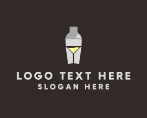 Lounge Bar - Cocktail Shaker Glass logo design