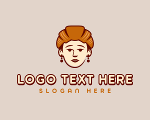 Woman Croissant Pastry Logo