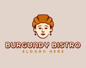 Woman Croissant Pastry logo design