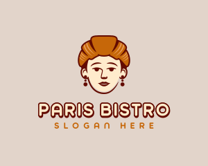 Woman Croissant Pastry logo design