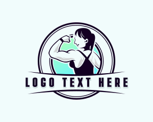 Trainer - Muscle Woman CrossFit logo design