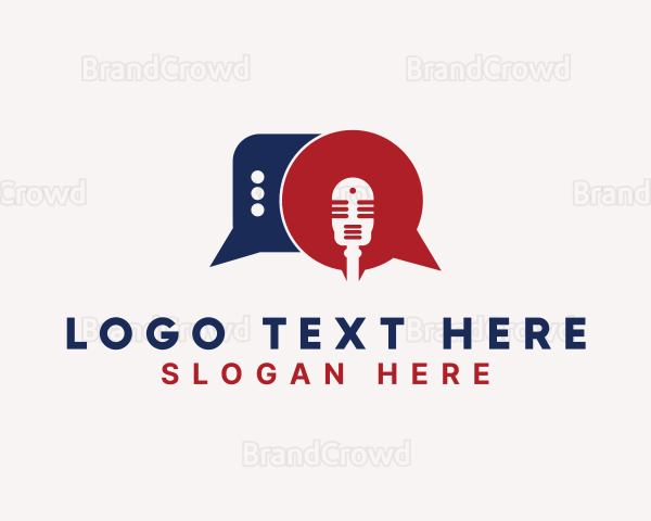 Chat Bubble Podcast Microphone Logo