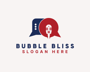 Chat Bubble Podcast Microphone logo design