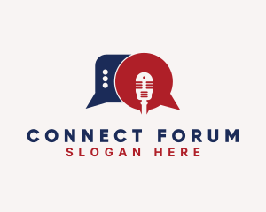 Forum - Chat Bubble Podcast Microphone logo design