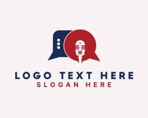 Talk - Chat Bubble Podcast Microphone logo design