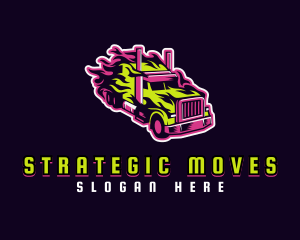 Flaming Logistics Truck logo design