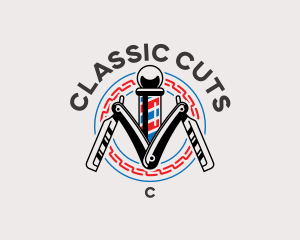 Barber Pole Razor logo design