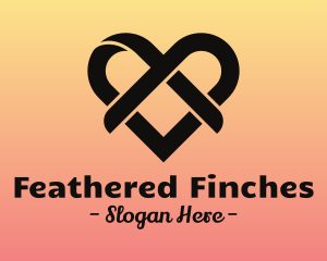 Wedding Ribbon Heart logo design