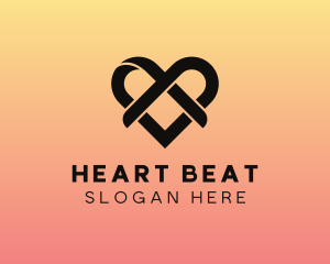 Wedding Ribbon Heart logo design