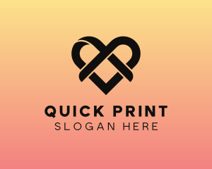 Wedding Ribbon Heart logo design