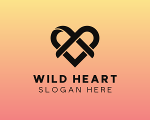 Wedding Ribbon Heart logo design