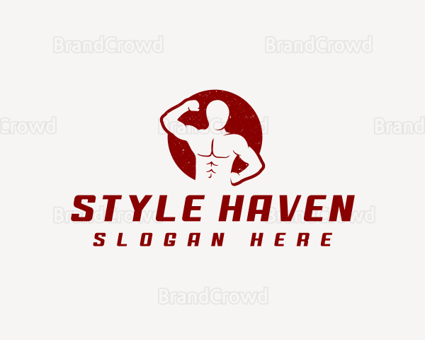 Muscle Man Bodybuilder Logo