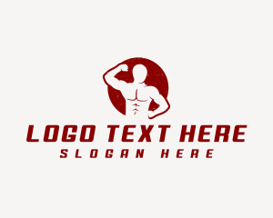 Hunk - Muscle Man Bodybuilder logo design