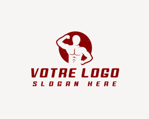 Military Training - Muscle Man Bodybuilder logo design