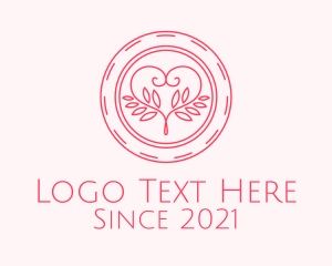 Date - Pink Plant Heart logo design