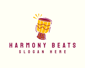 African Percussion Drum logo design