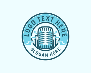 Host - Microphone Podcast Radio logo design