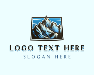 Map - Wyoming Mountain Peak logo design