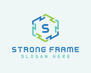 Hexagon Frame Technology logo design