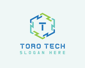 Hexagon Frame Technology logo design