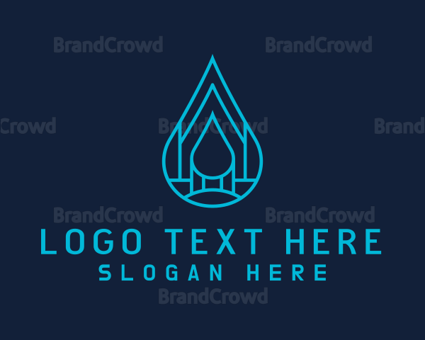 Blue Sea Water Droplet Logo