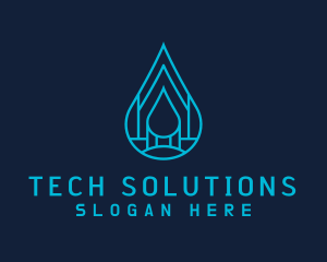 Blue Sea Water Droplet Logo