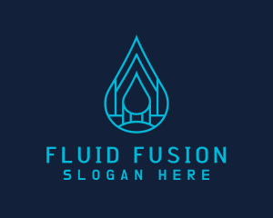 Blue Sea Water Droplet logo design