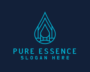 Pure - Blue Sea Water Droplet logo design