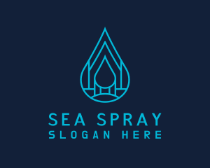 Blue Sea Water Droplet logo design