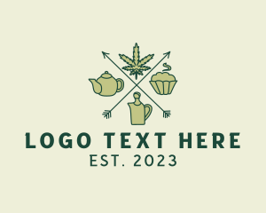 High - Hipster Cannabis CBD Arrow logo design