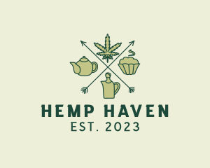 Hipster Cannabis CBD Arrow logo design