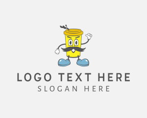 Cup Mustache Character logo design