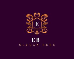 Floral Elegant Shield logo design