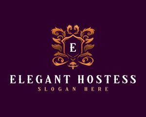 Floral Elegant Shield logo design