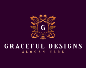 Elegant - Floral Elegant Shield logo design