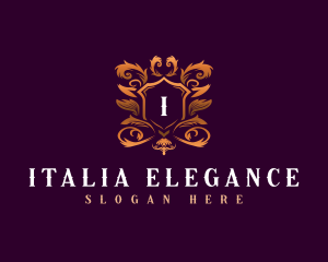 Floral Elegant Shield logo design